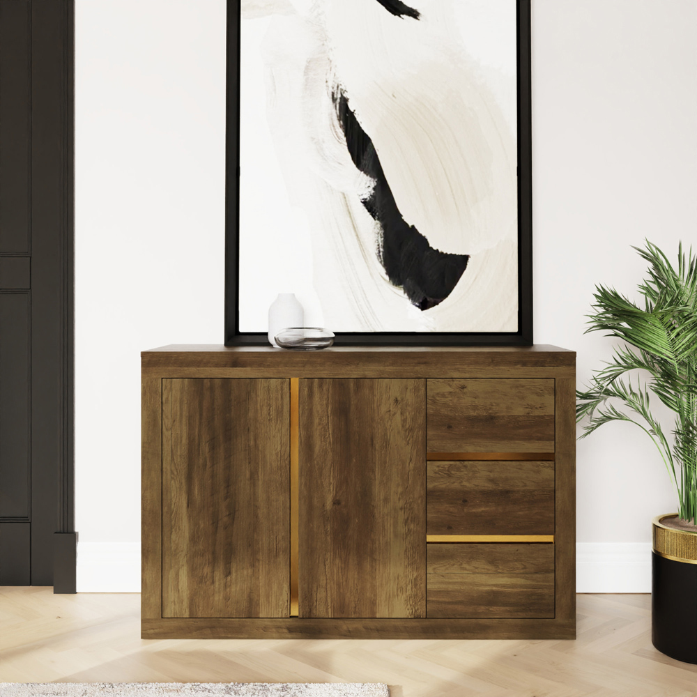 GFW Astley 2 Door 3 Drawer Knotty Oak Sideboard Image 6