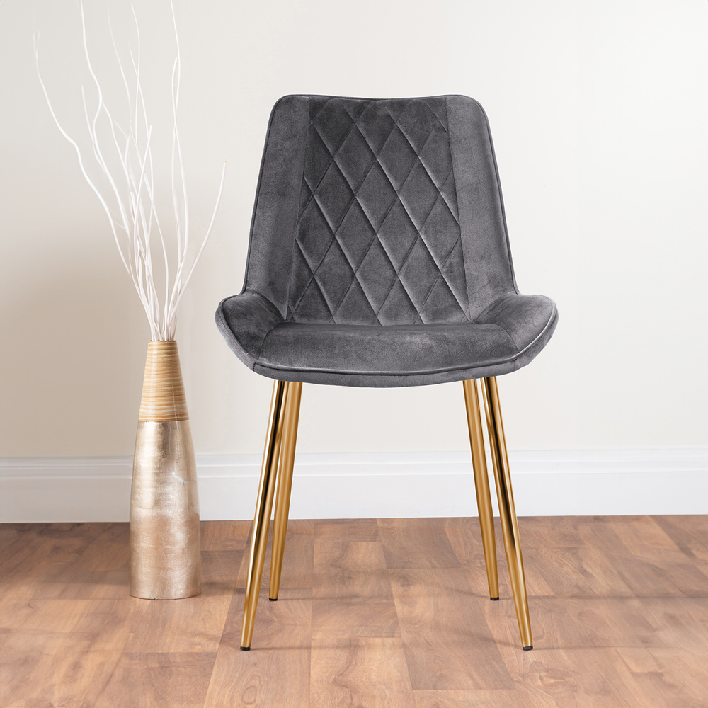 Furniturebox Copeland Cesano Marble Effect 4 Seater Dining Set White Grey and Gold Image 4