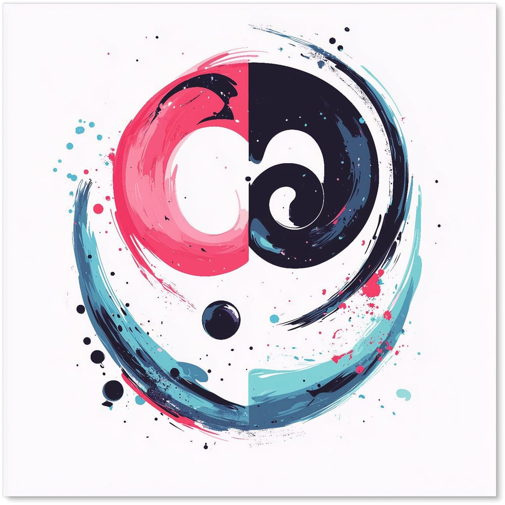 Warren Reed Designer Yin Yang Harmony In Modern Art Glass Kitchen Splashback 60 x 60cm Image 2