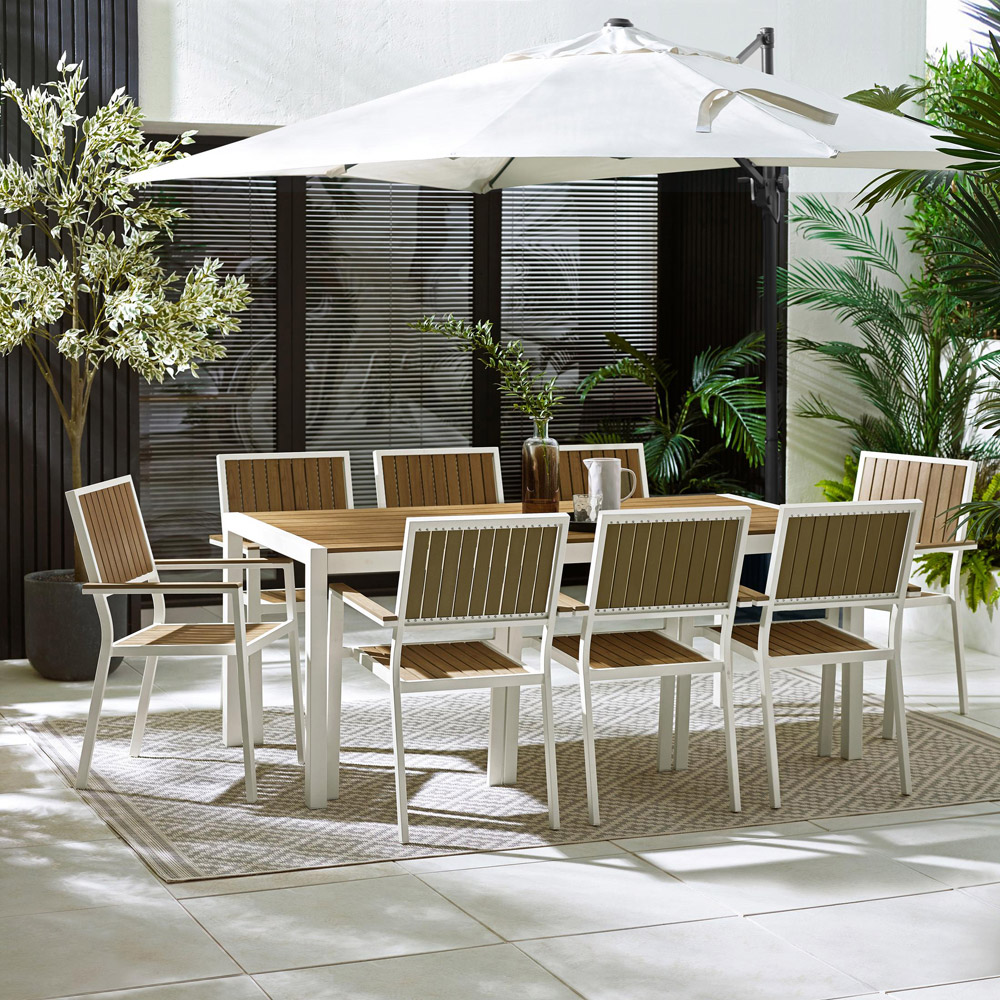 Furniturebox Bermuda 8 Seater Wooden Outdoor Dining Set White Image 6