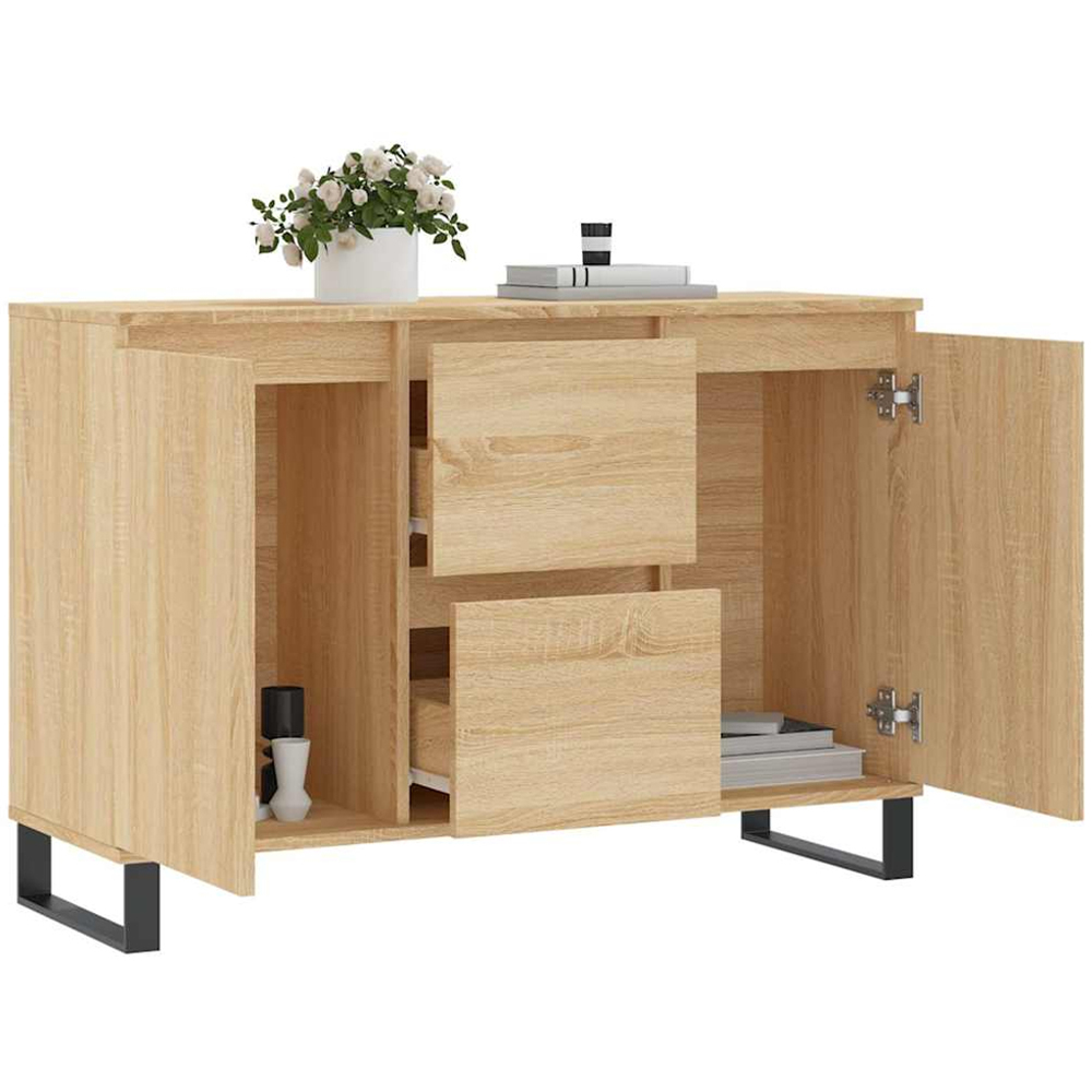 vidaXL 2 Door 2 Drawer Sonoma Oak Sideboard with Metal Legs Image 4