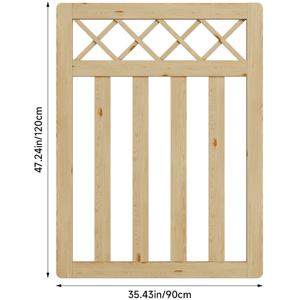 Outdoor Cross Top Wooden Nature Garden Fence Door, 120 x 90 x 2.5cm Image 8
