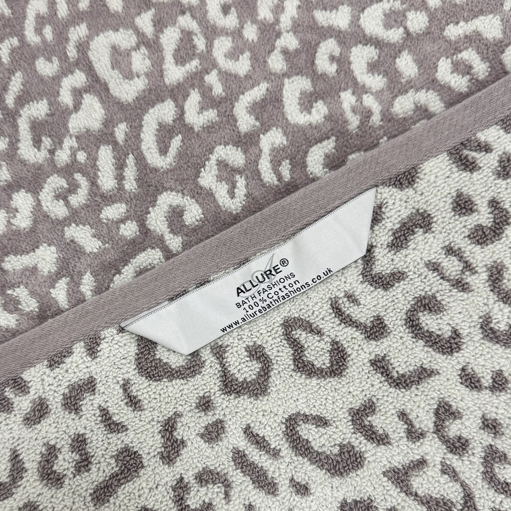 Allure Bath Fashions Luxury Zero Twist Leopard Print Grey and White Hand Towel 50 x 85cm 2 Pack Image 3