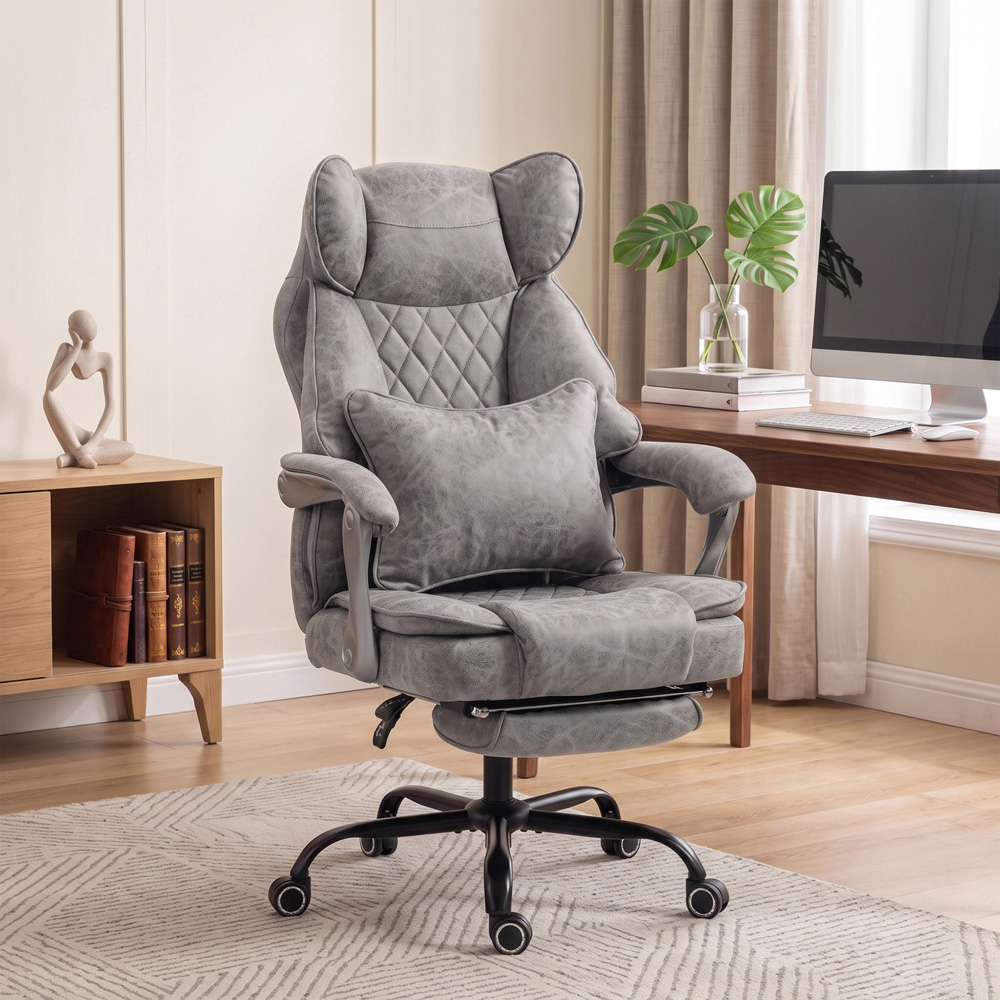 HOMCOM Grey Big and Tall Office Chair with Lumbar Support Image 2