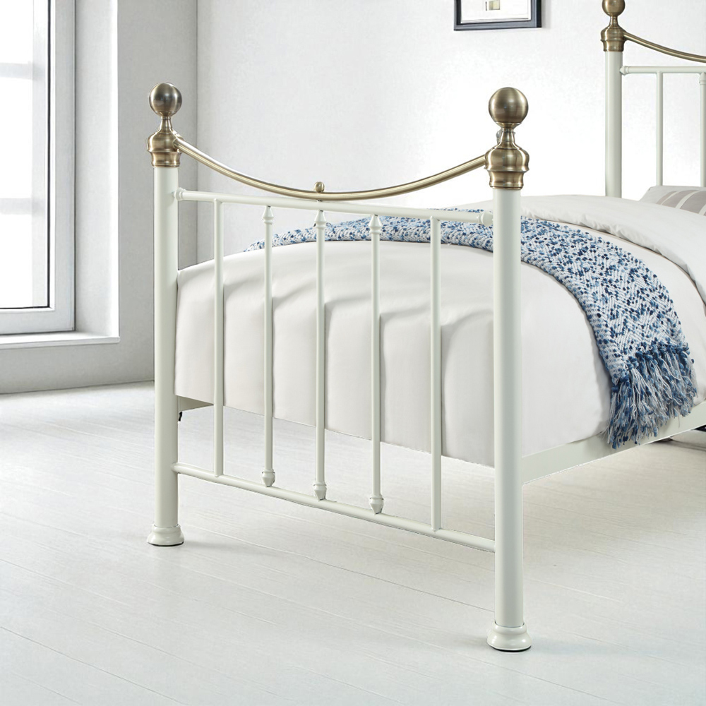 OAT Home Hampstead Single White and Brass and Black Guest Trundle Metal Bed Image 6