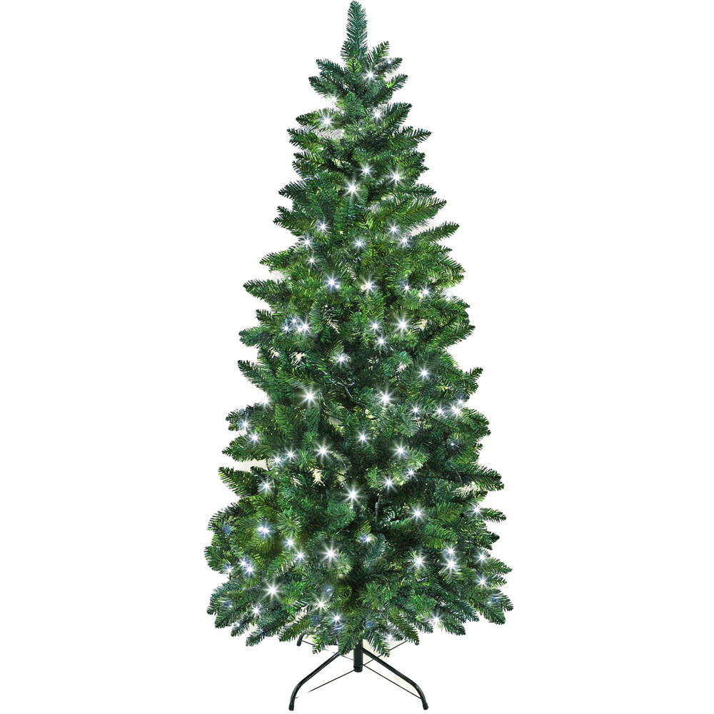 Shatchi Cool White LED Pre-Lit Slim Artificial Christmas Tree 6ft Image 1