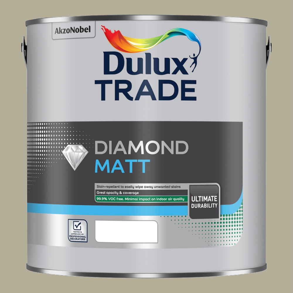 Dulux Trade Overtly Olive Walls and Ceilings Diamond Matt Paint 2.5L Image 2