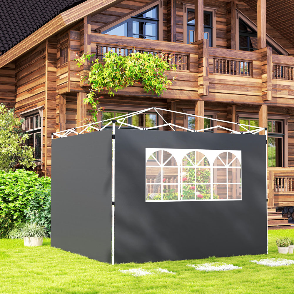 Outsunny Dark Grey Gazebo Wall Panel Replacement with Window Image 4