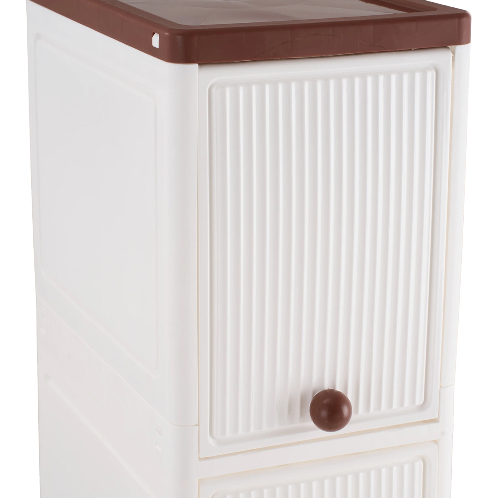 Living and Home 3-Tier White and Brown Slim Storage Cabinet with Wheels Image 6