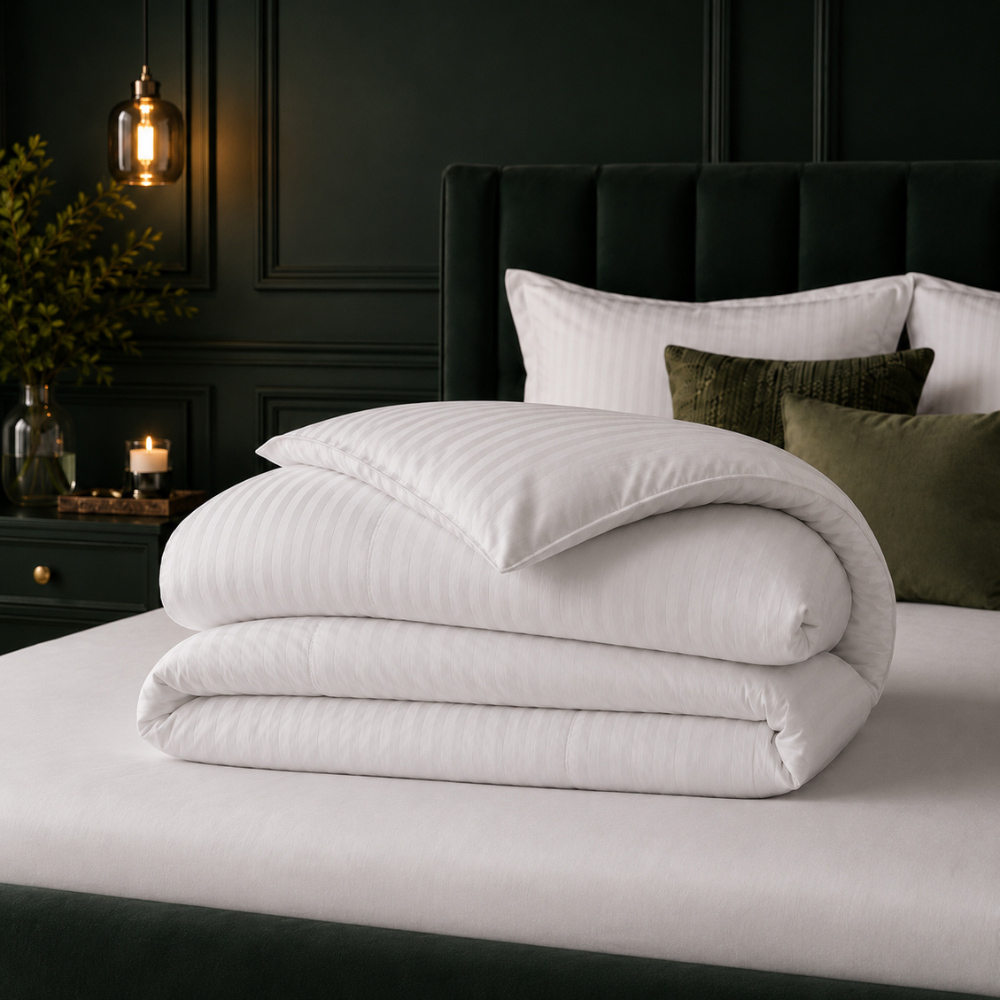Opulent Home King Size White Striped Summer Hollowfibre Duvet 4.5 Tog Image 4