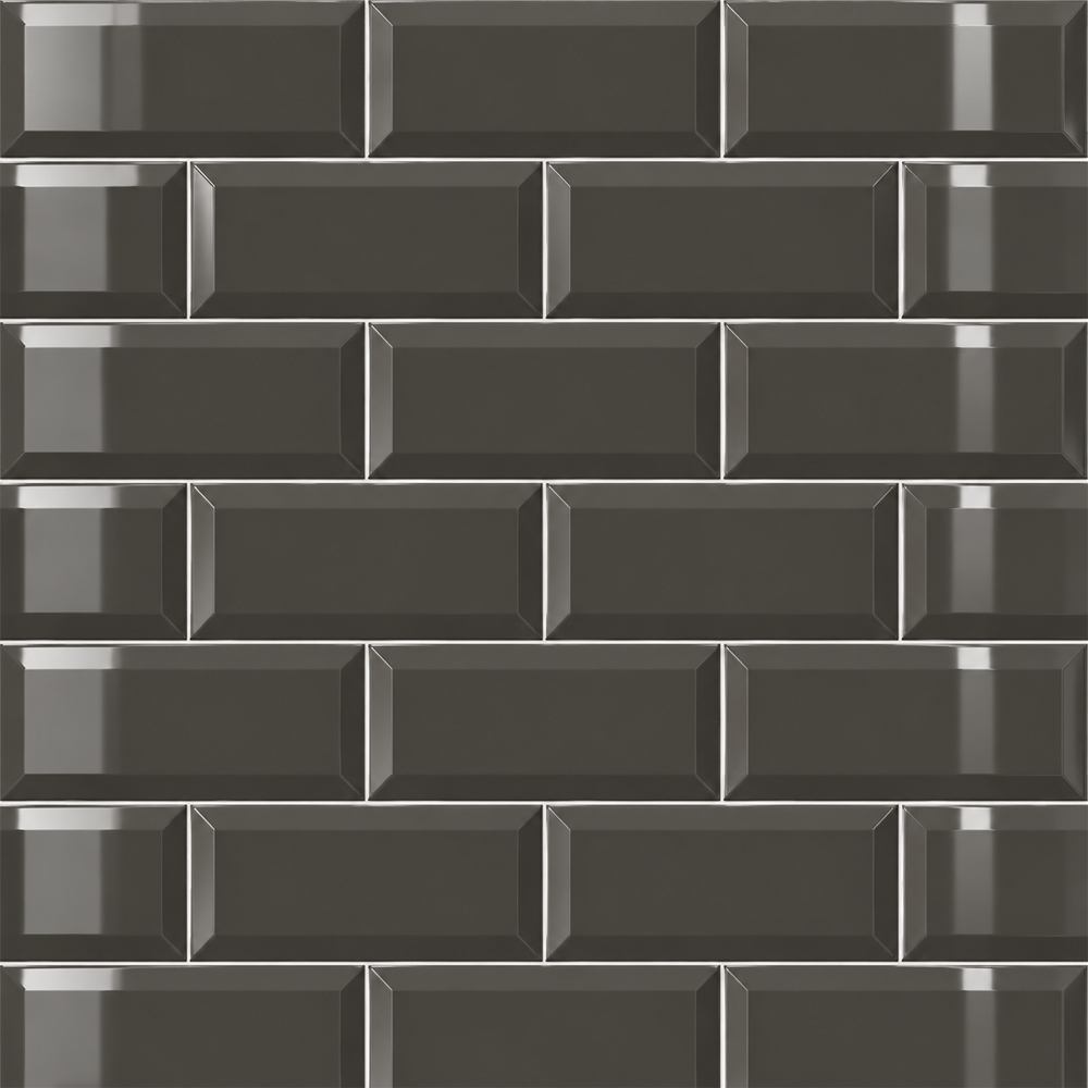 Go Bathrooms Metro Bisel Grey Gloss Ceramic Wall Tile 100 x 200mm 50 Pack Image 4