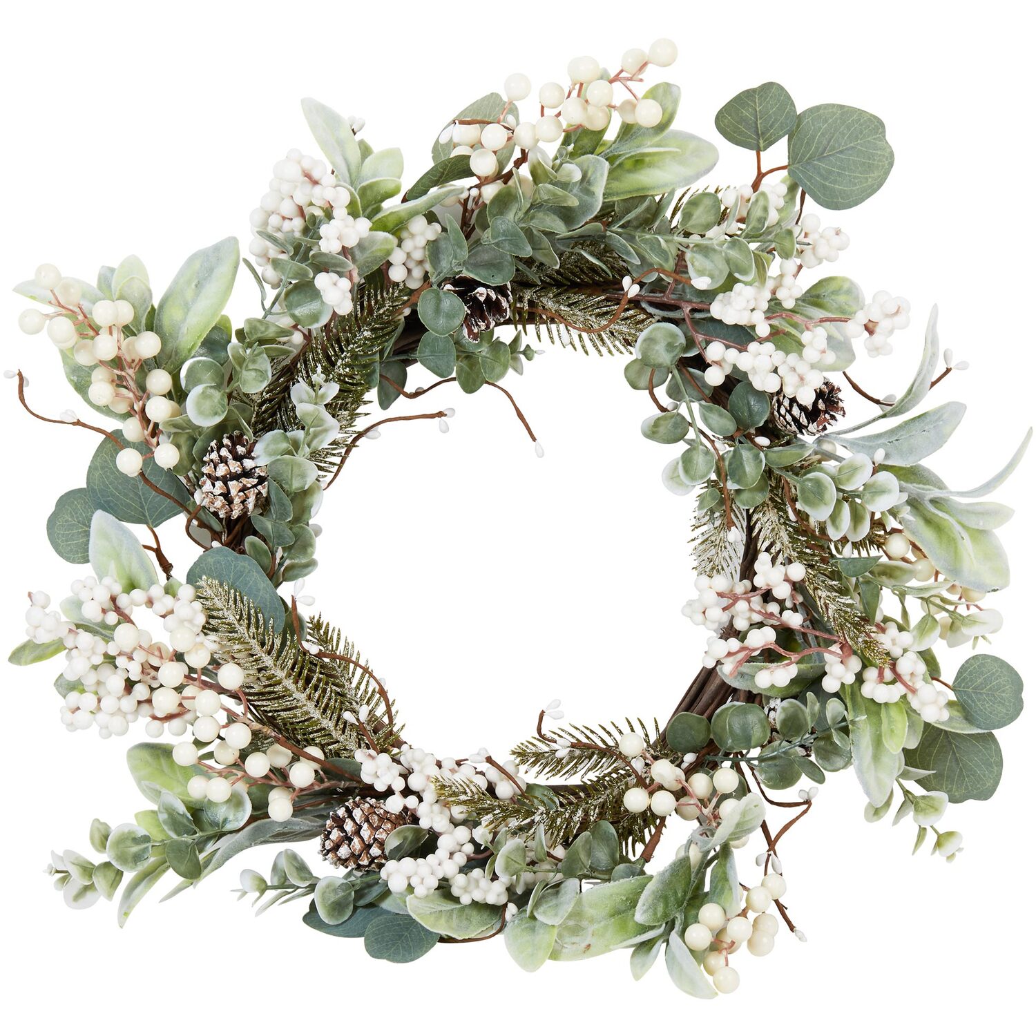 White Berry Eucalyptus Wreath - White Image 1