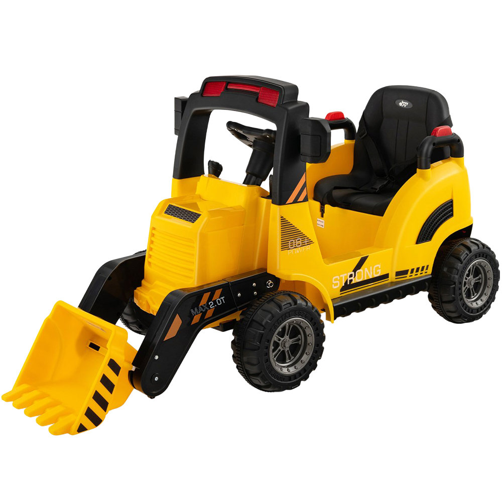 Costway Kids Yellow Ride On Construction Tractor with Electric Bucket and Music 12V Image 1