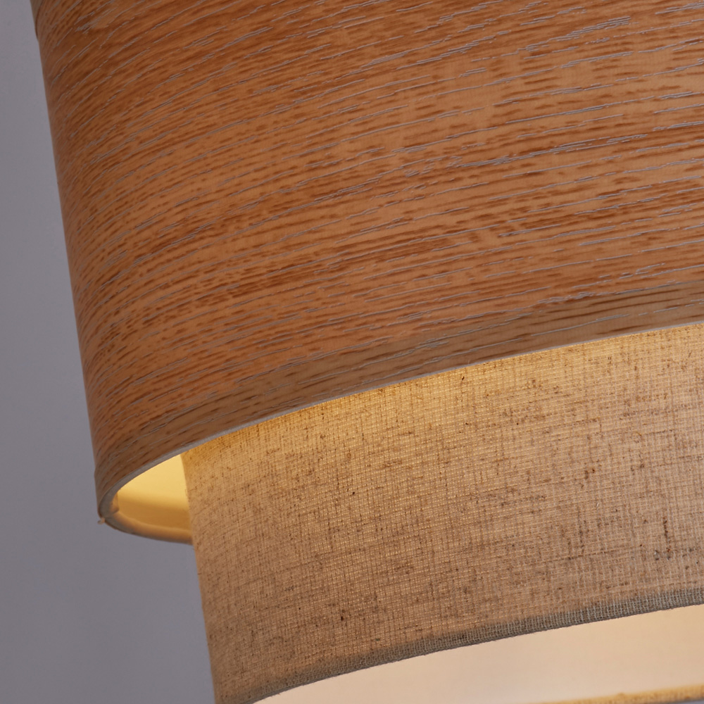 Lighting Collection 2 Tier Wood Veneer Ceiling Lamp Shade Image 4