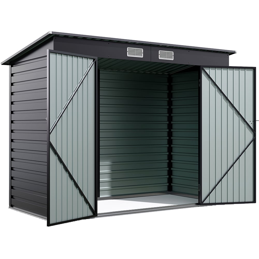 Living and Home 7.6 x 3.7ft 2 Door Outdoor Galvanised Steel Storage Shed Anthracite Image 3