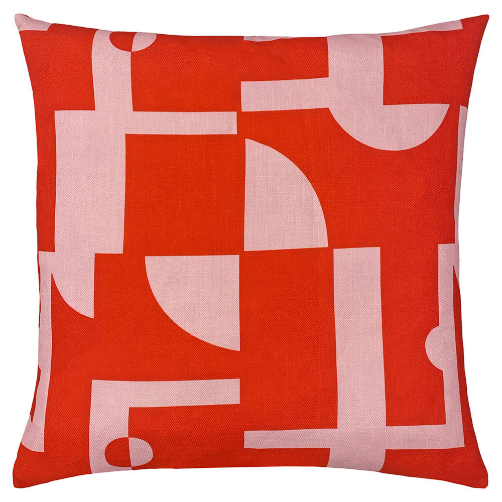 furn. Manhattan Pink Red Art Deco Cushion Image 1