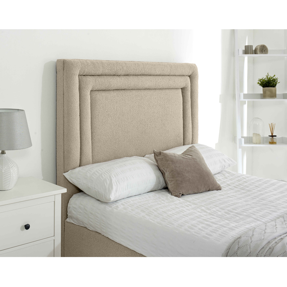 Eleganza Santiago Small Double Pearl Arlington Fabric Bed Frame with Boxed Headboard Image 2