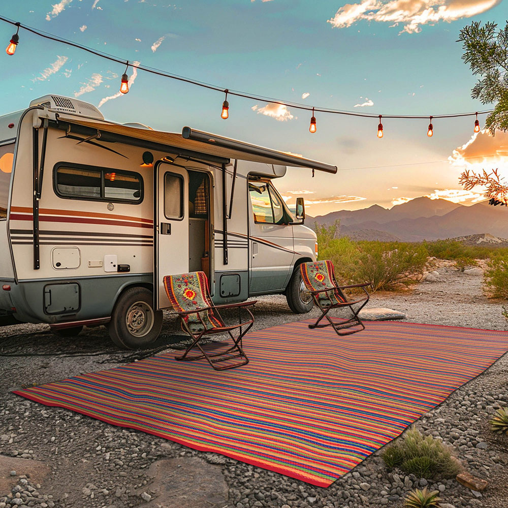 Green Decore Weaver Multi Red Camping and Picnic Rug 240 x 300cm Image 5
