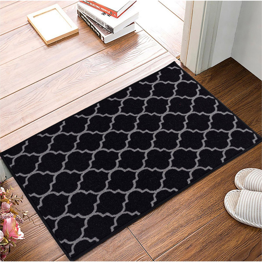 Smart Living Trellis Black and Grey Gel Back Non-Slip Door Mat 50 x 80cm Image 4