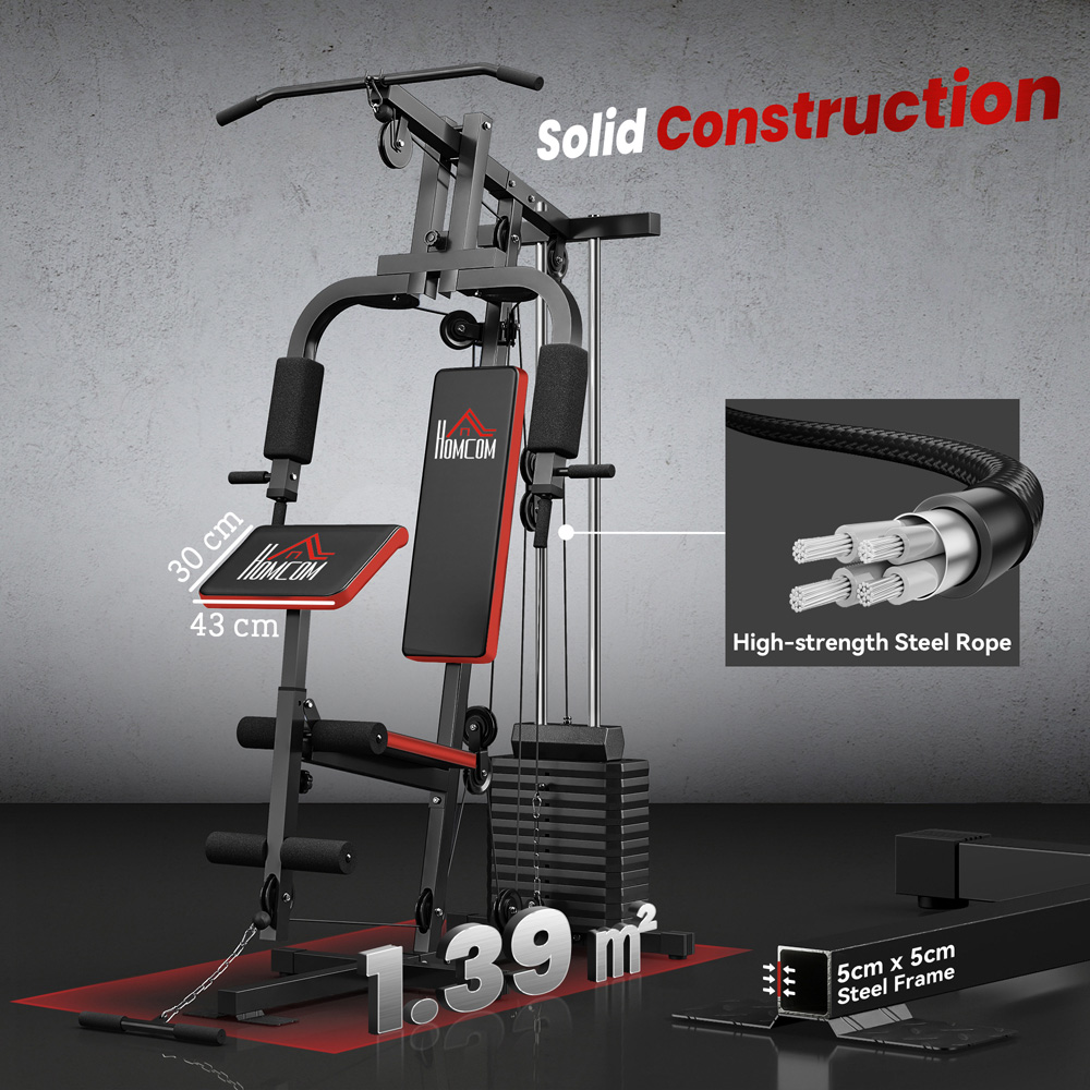 HOMCOM Black Multi Home Gym Machine with Weights 65kg Image 6