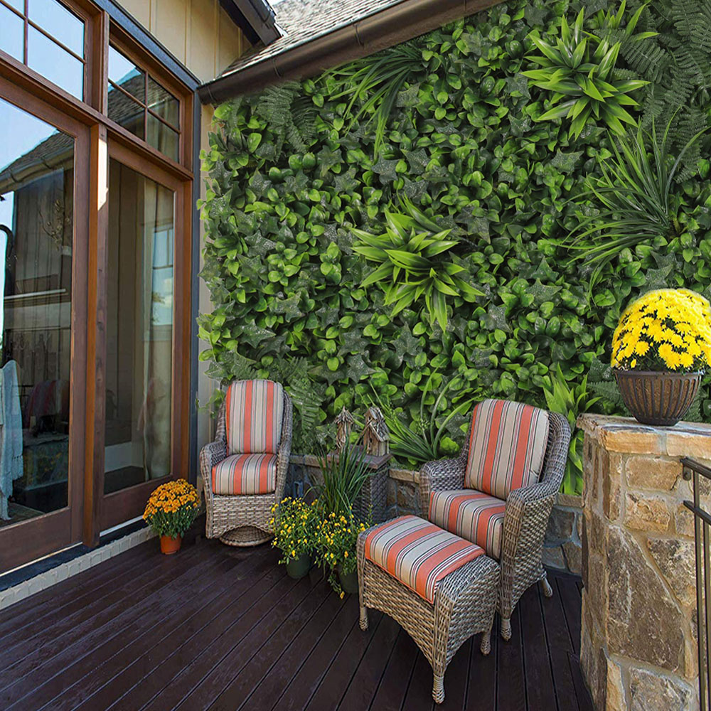 Living and Home Green Artificial Assorted Foliage Hedge Wall Panel 100 x 100cm Image 2
