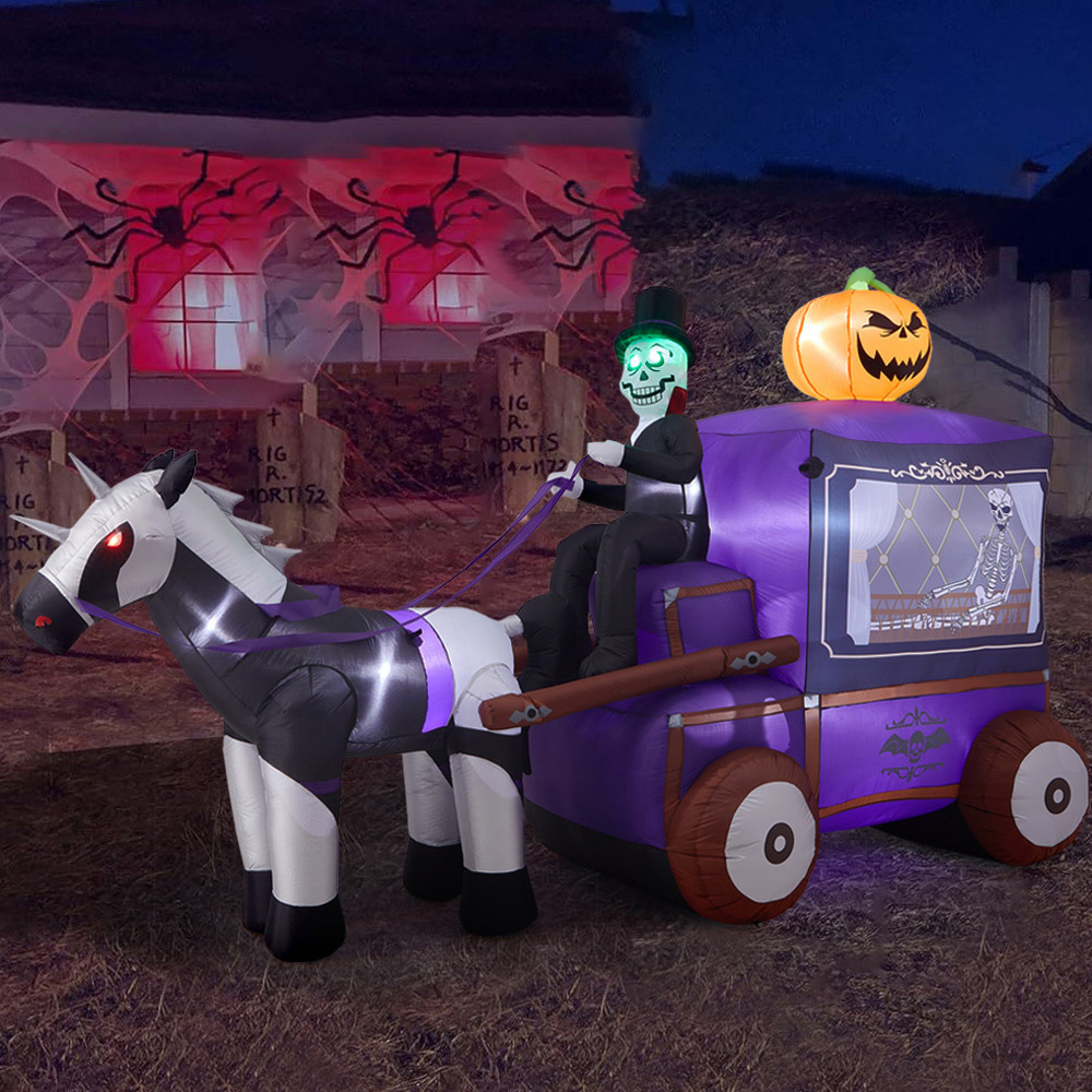 Living and Home Halloween Inflatable LED Grim Reaper Carriage 6ft Image 7