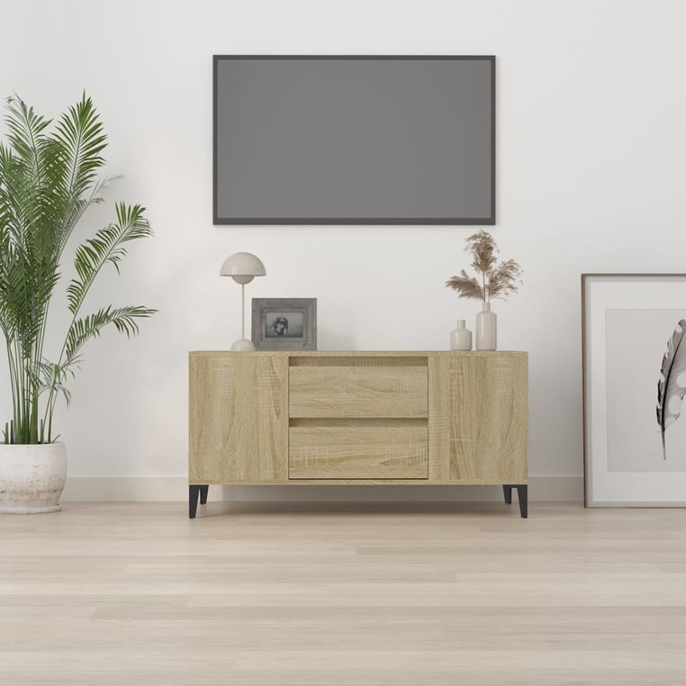 vidaXL 2 Drawer 4 Shelf Sonoma Oak TV Cabinet Image 3