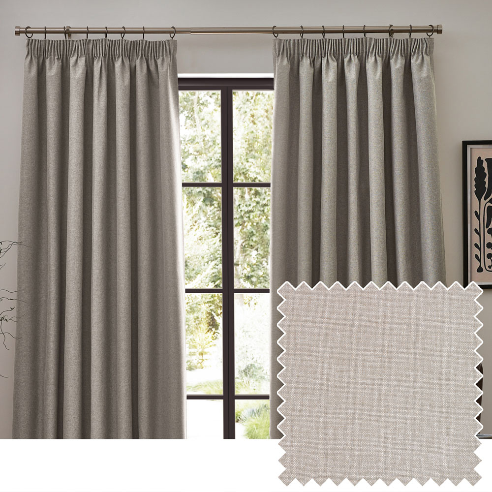 furn. Dawn Linen Blackout Pencil Pleat Curtains 117 x 137cm Image 5