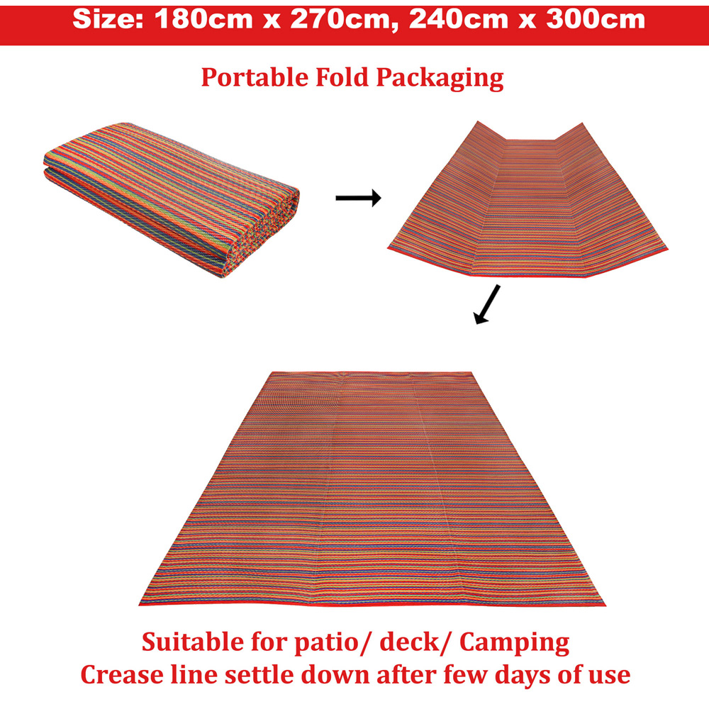 Green Decore Weaver Multi Red Camping and Picnic Rug 270 x 360cm Image 8