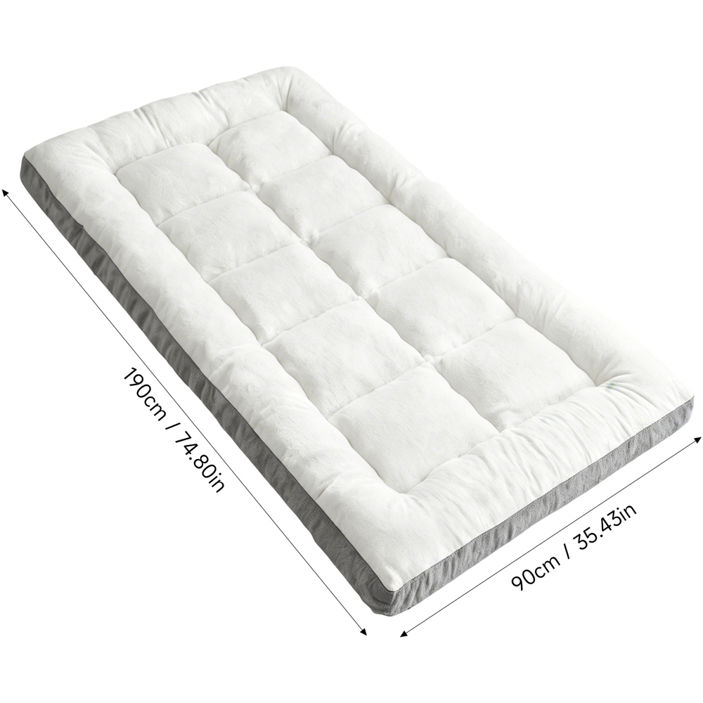 Living and Home Single White and Grey Quilted Plush Mattress Topper Image 7