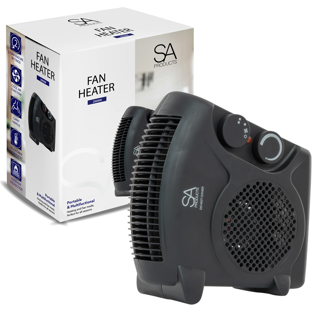 Black Fan Heater with 2 Heat Settings and Cool Function Image 2