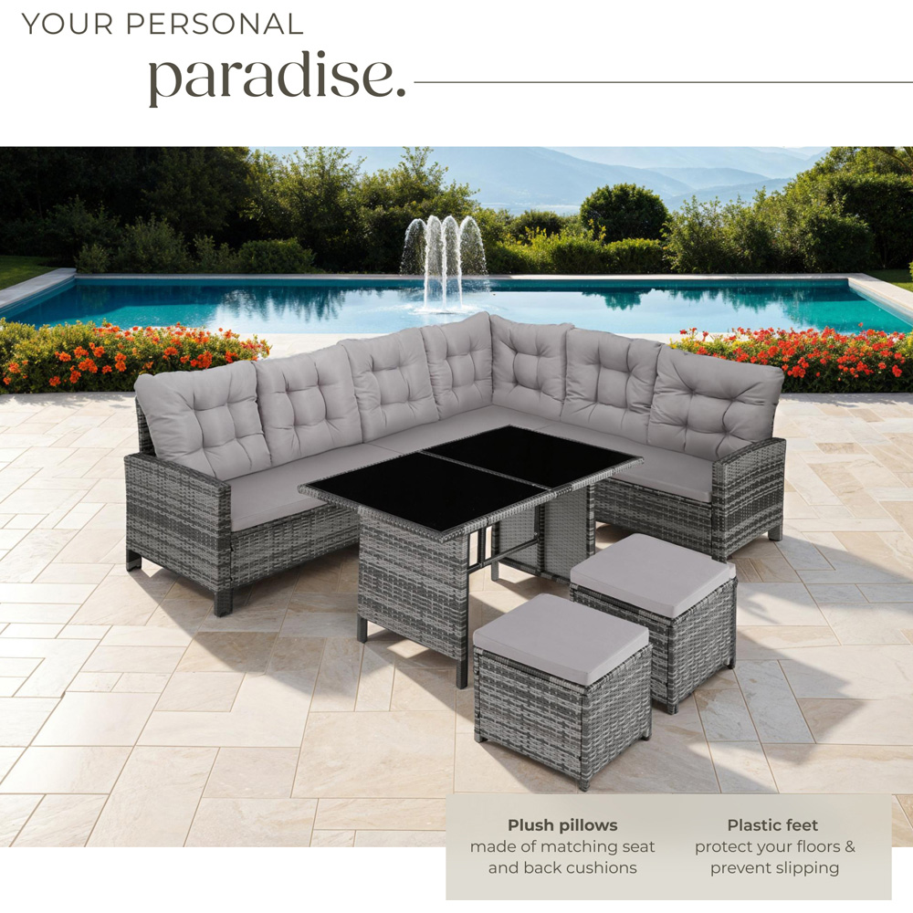 tectake Barletta 8 Seater Grey Rattan Garden Sofa Set Image 4