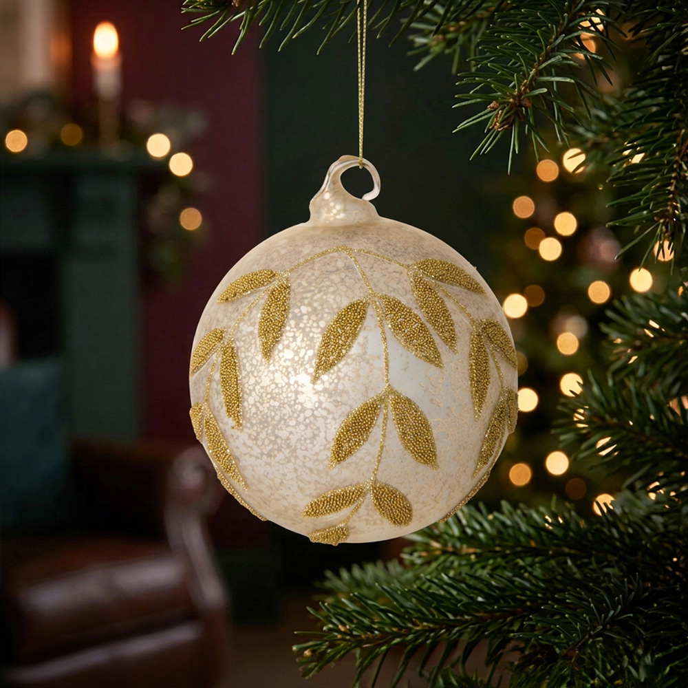 Antique Beaded Leaf Bauble Image 2