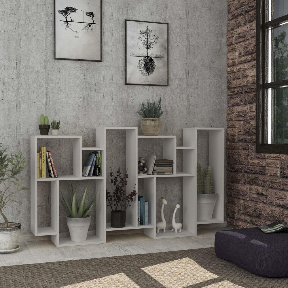 Decortie Karmato 10 Shelf White Modern Bookcase Image 5