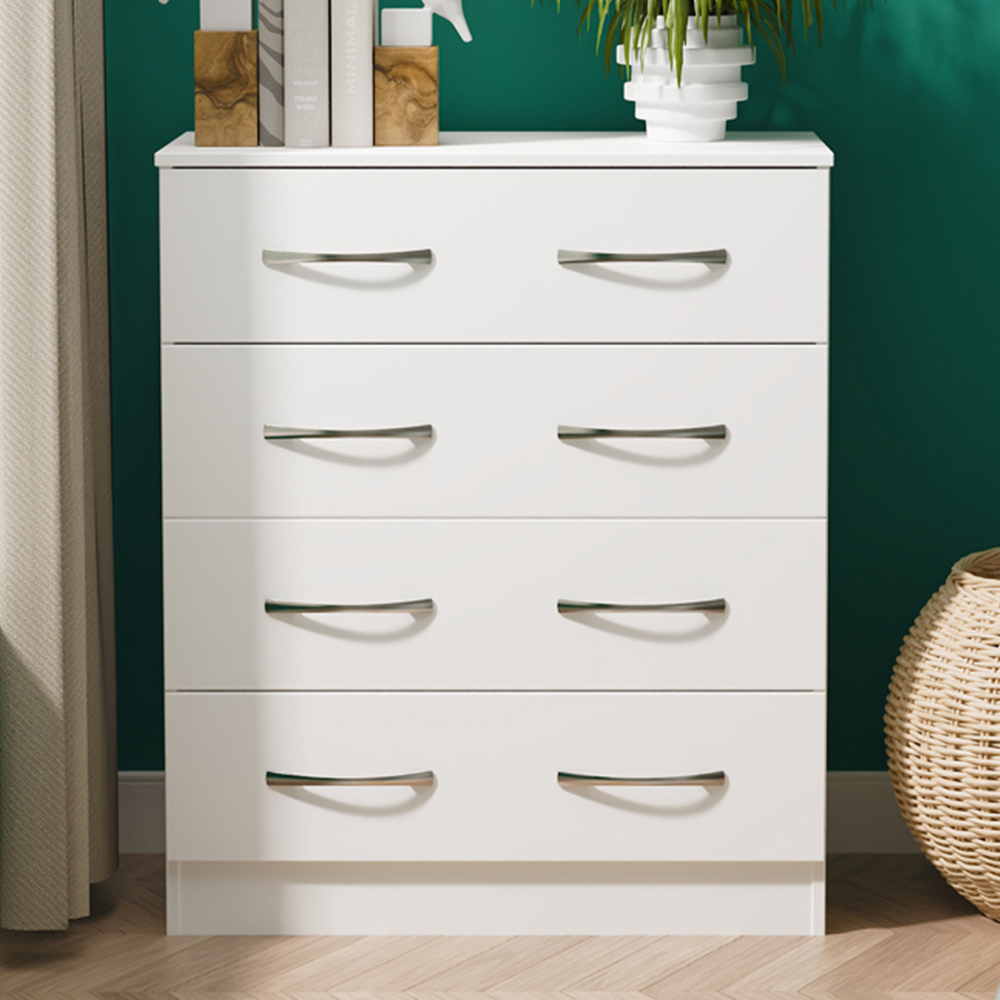 Crowndale Avon 4 Drawer White Matt Chest of Drawers Ready Assembled Image 1