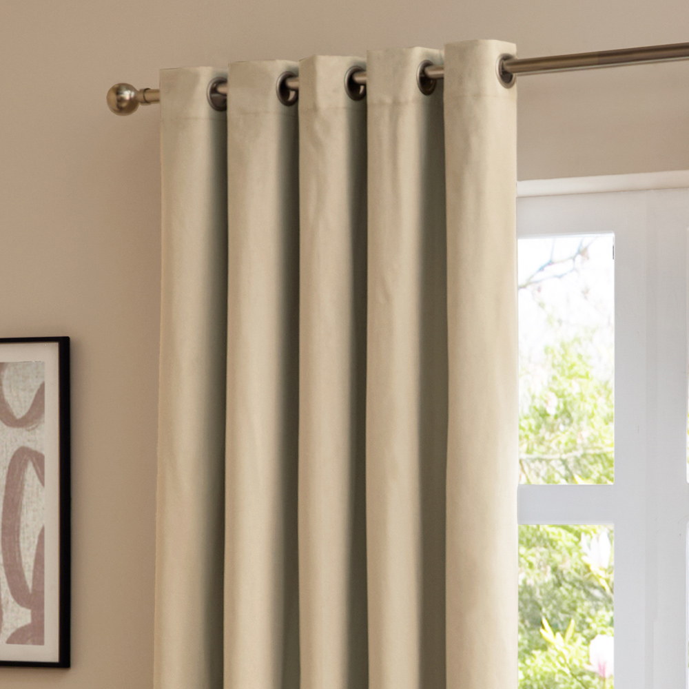 Furn The Ultimate Natural Velvet Fully Lined Eyelet Curtains 117 x 137cm Image 3