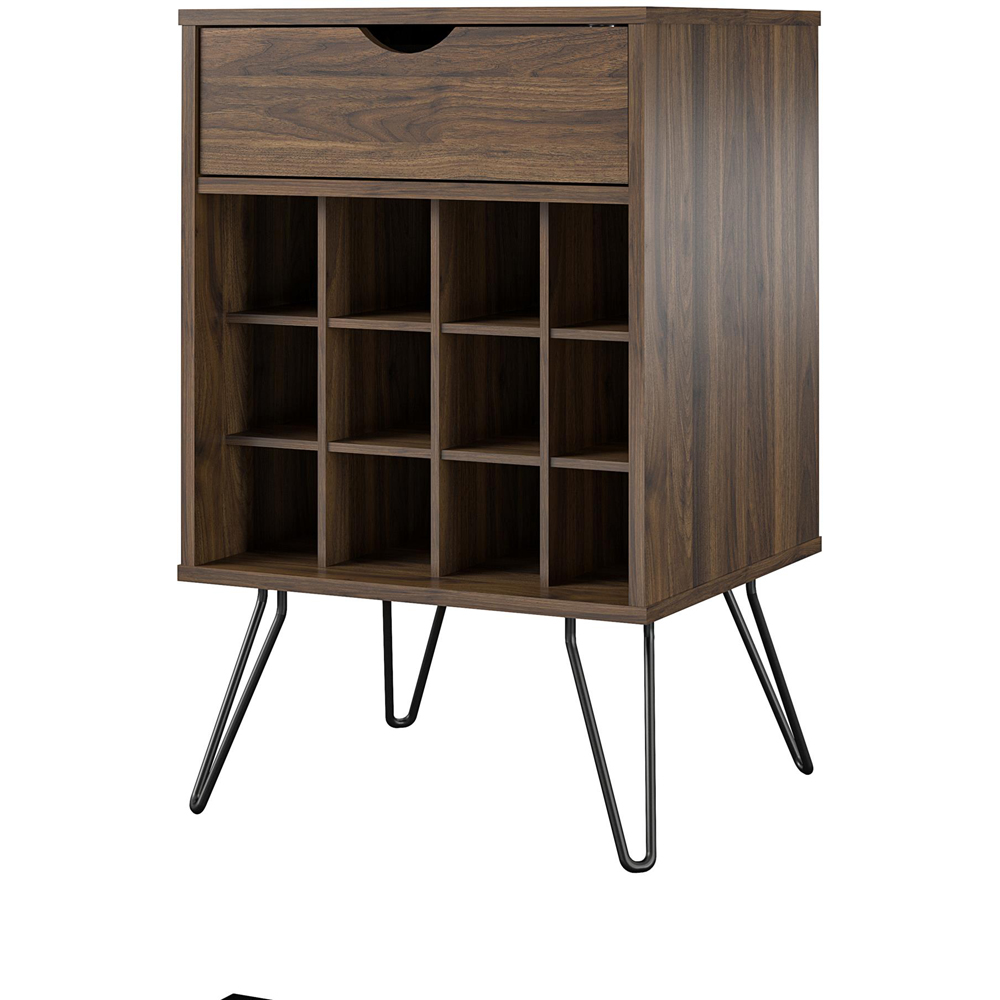 Novogratz Harmony Single Drawer 12 Shelf Brown Beverage Storage Stand Image 4