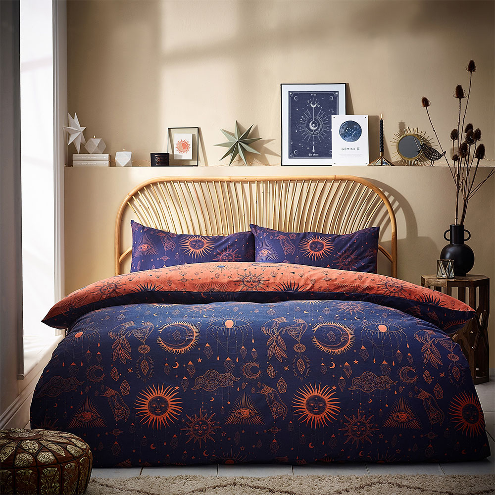 furn. Constellation Celestial Double Bronze and Navy Duvet Set Image 1