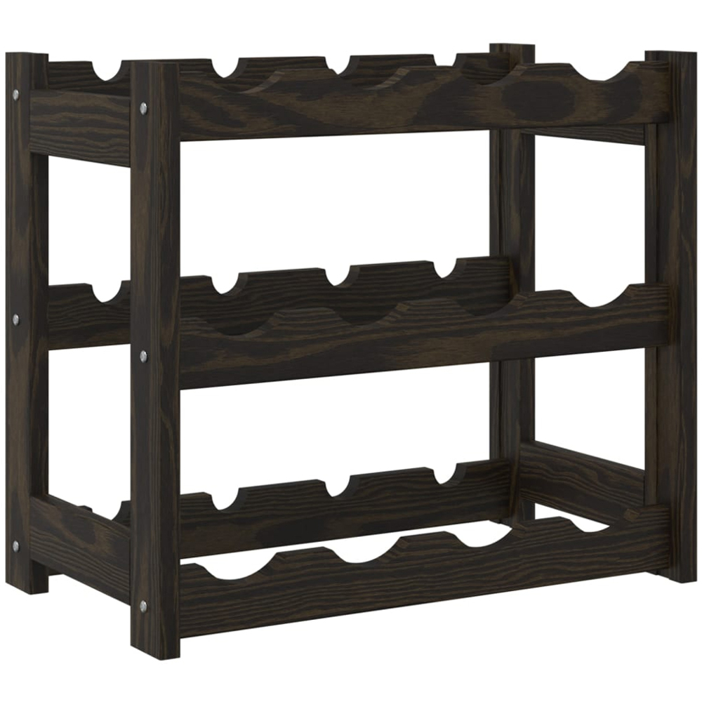 vidaXL 12 Bottle Black Freestanding Wine Rack Image 3