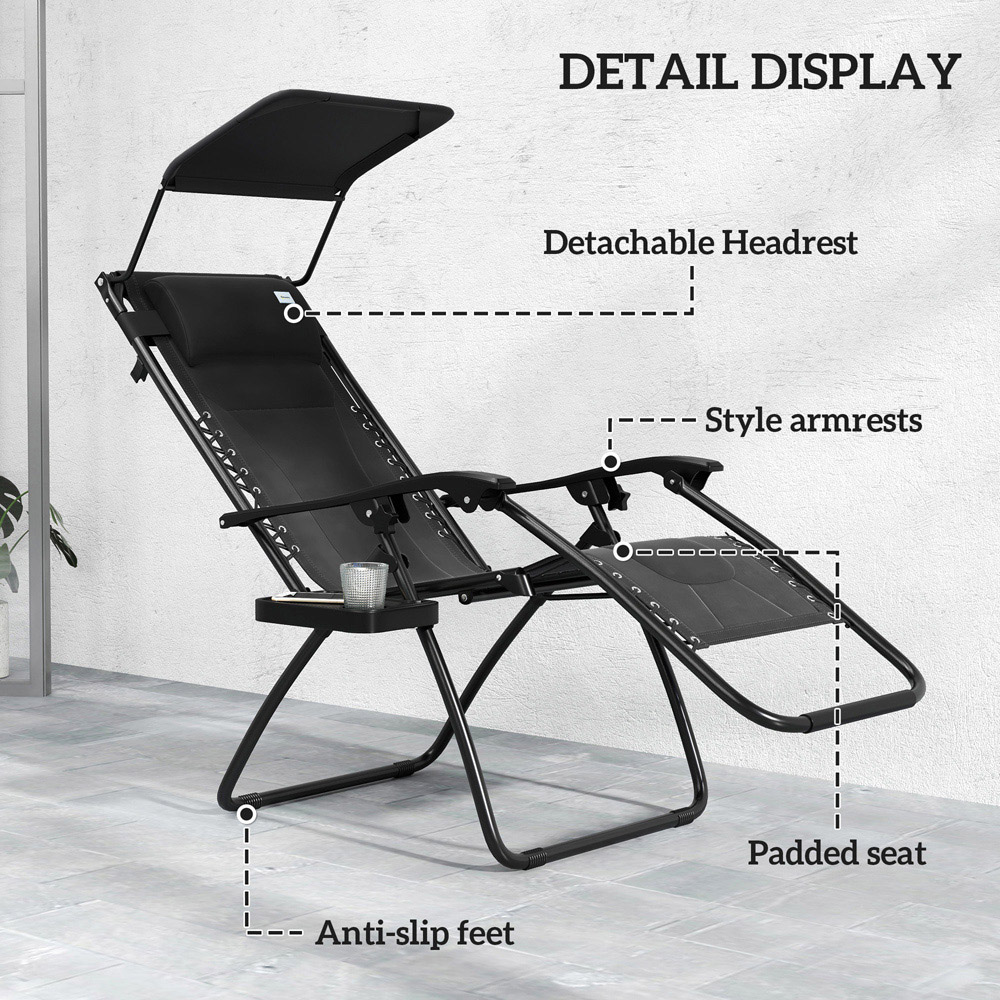 Outsunny Black Zero Gravity Folding Reclining Chair Image 5
