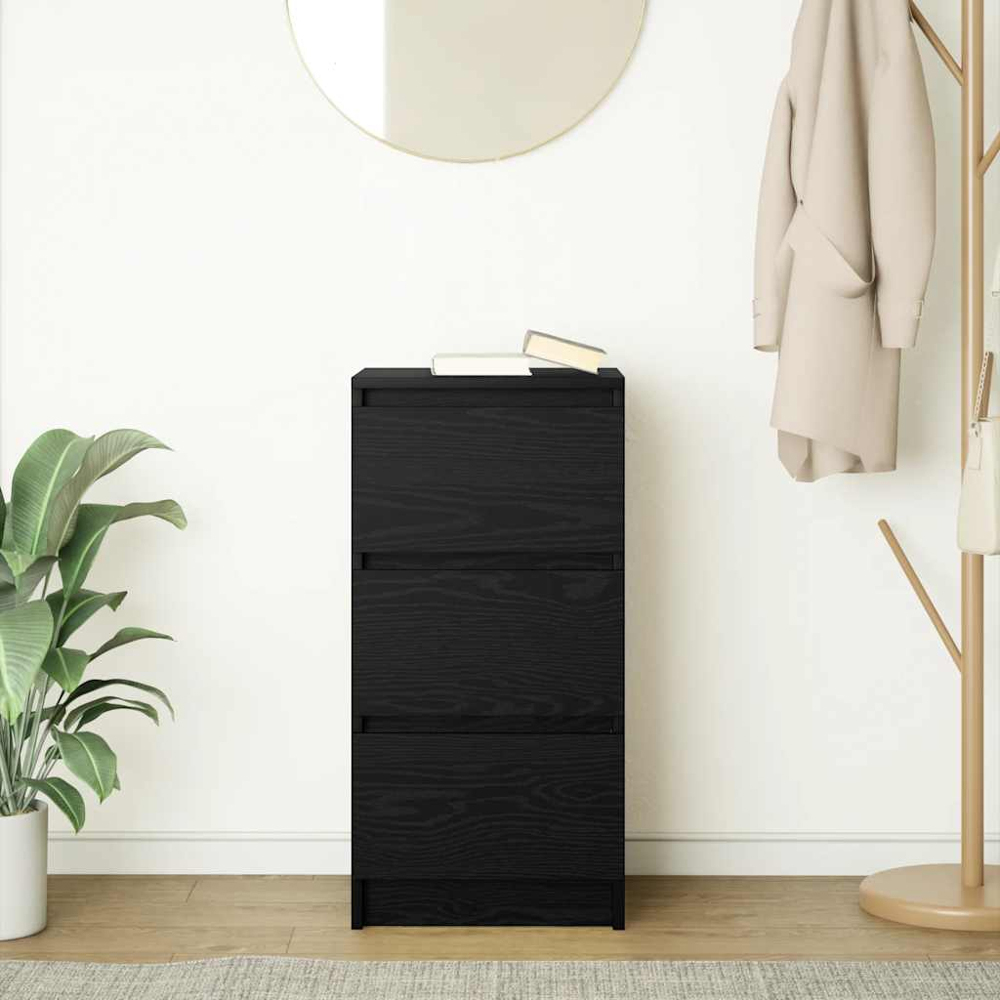 vidaXL 3 Drawer Black Oak Sideboard Image 9