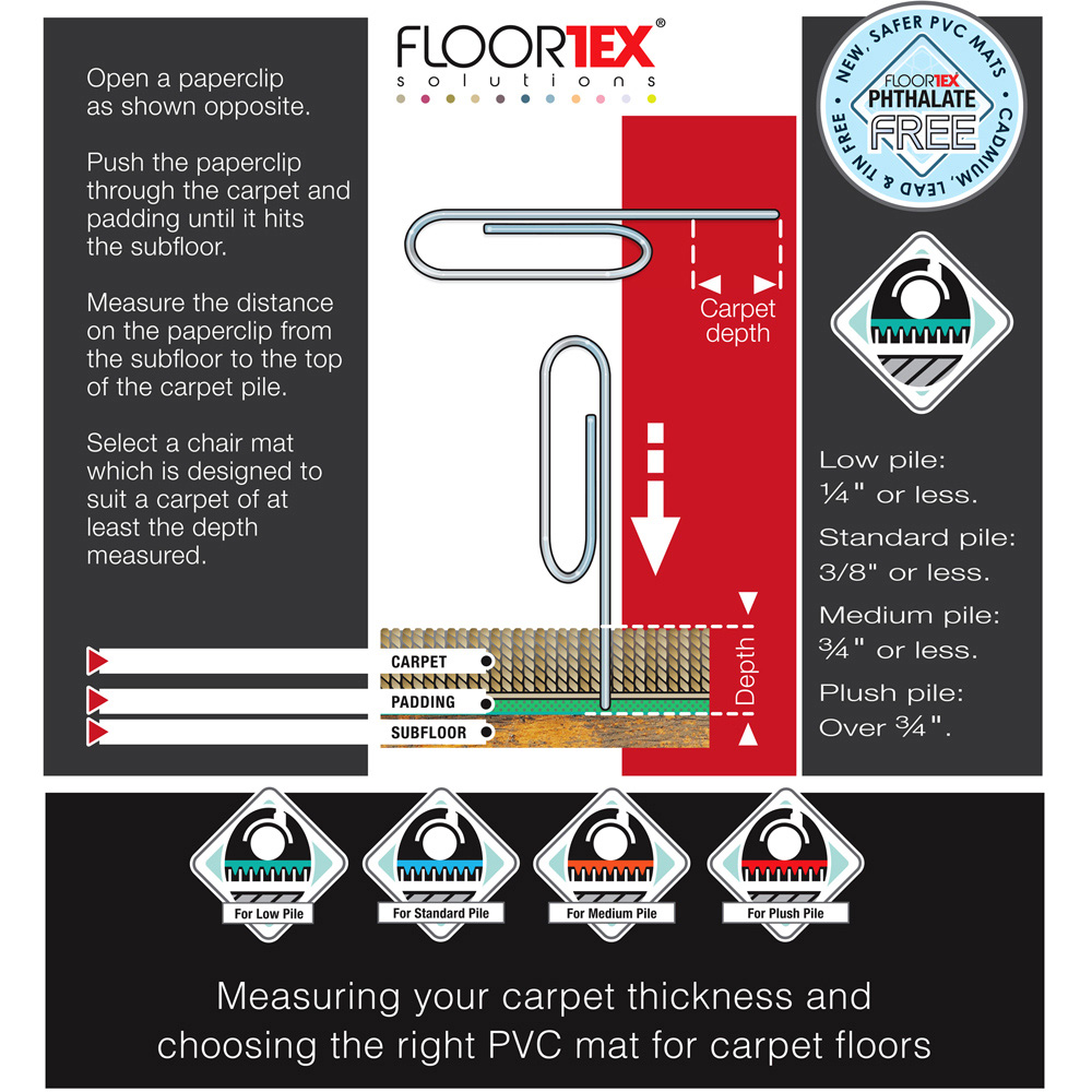 Floortex Advantagemat PVC Rectangular Chair Mat for Carpets up to 6mm 75 x 120cm Image 8