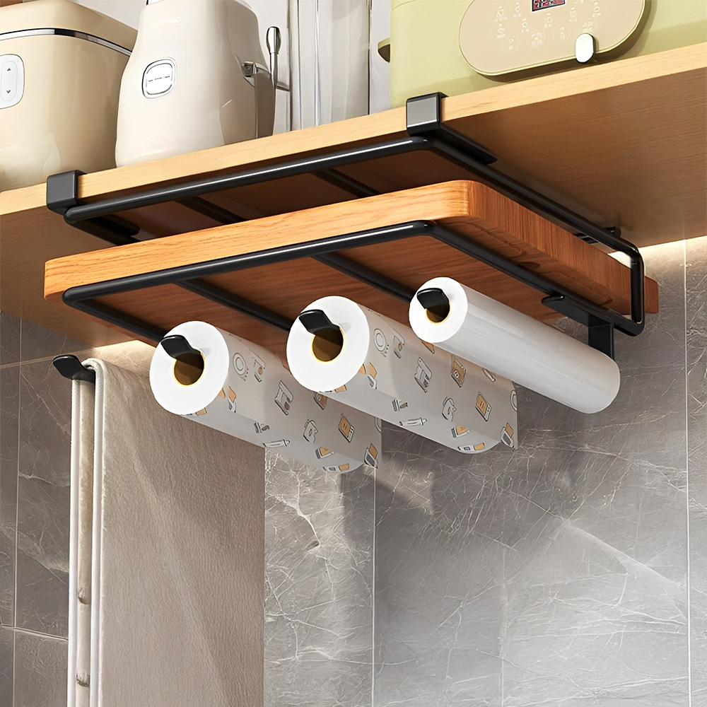 Living and Home Black Under Cabinet Storage Rack with Hanger Bars Image 2
