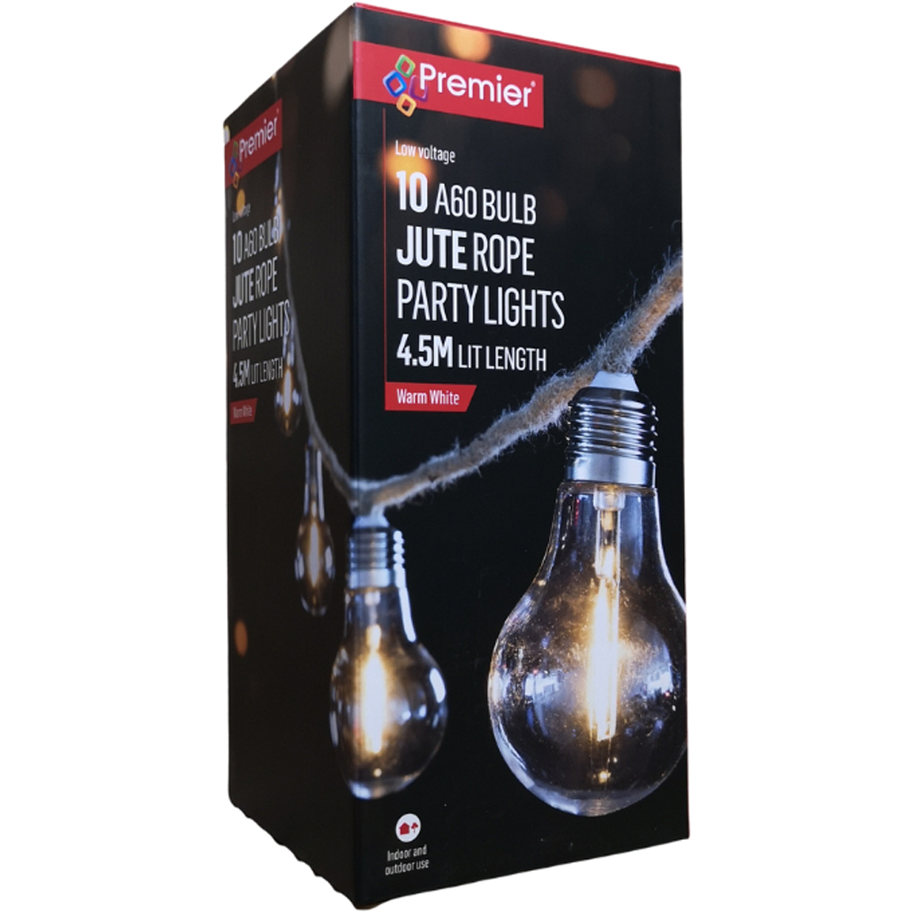 Samuel Alexander 10 Warm White A60 Bulb Jute Rope Party Festoon Light 4.5m Image 2