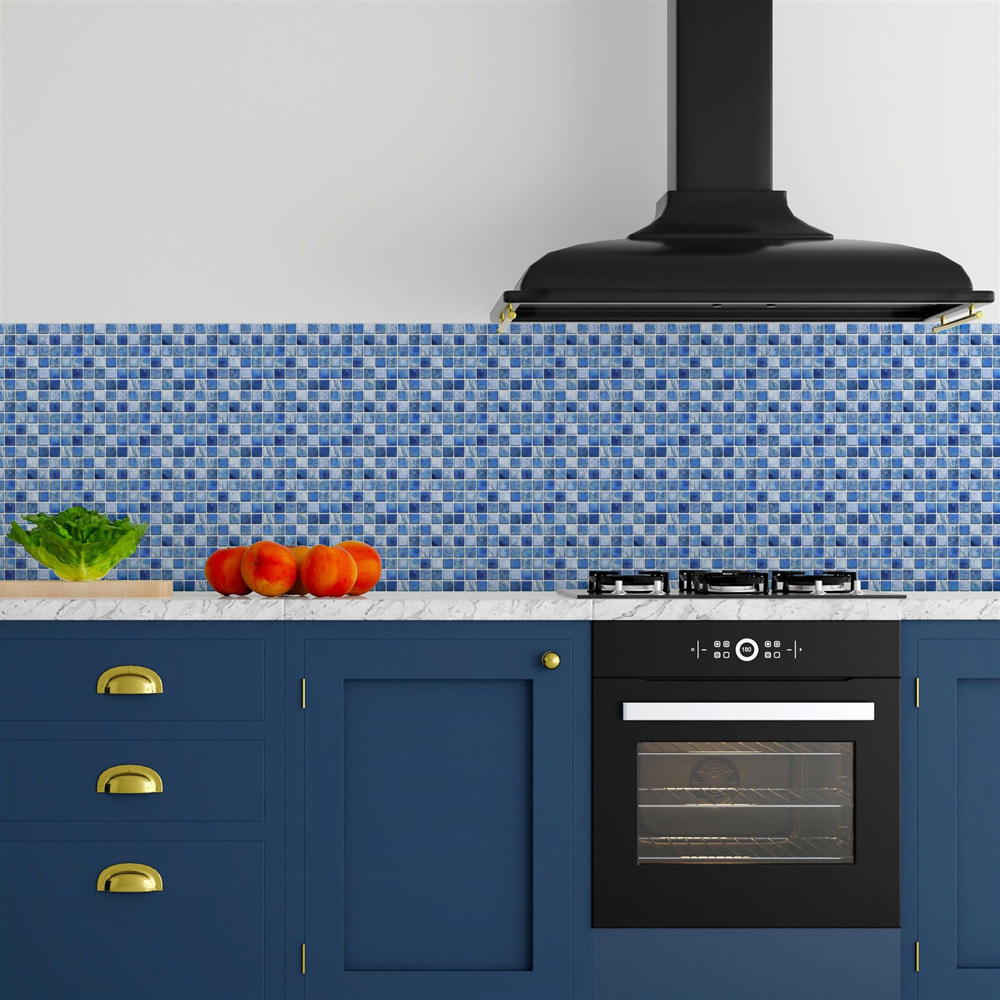 Wallplus Mother Pearl Blue Jewel Mosaic Wall Tile Sticker 15 x 15cm 48 Pack Image 3