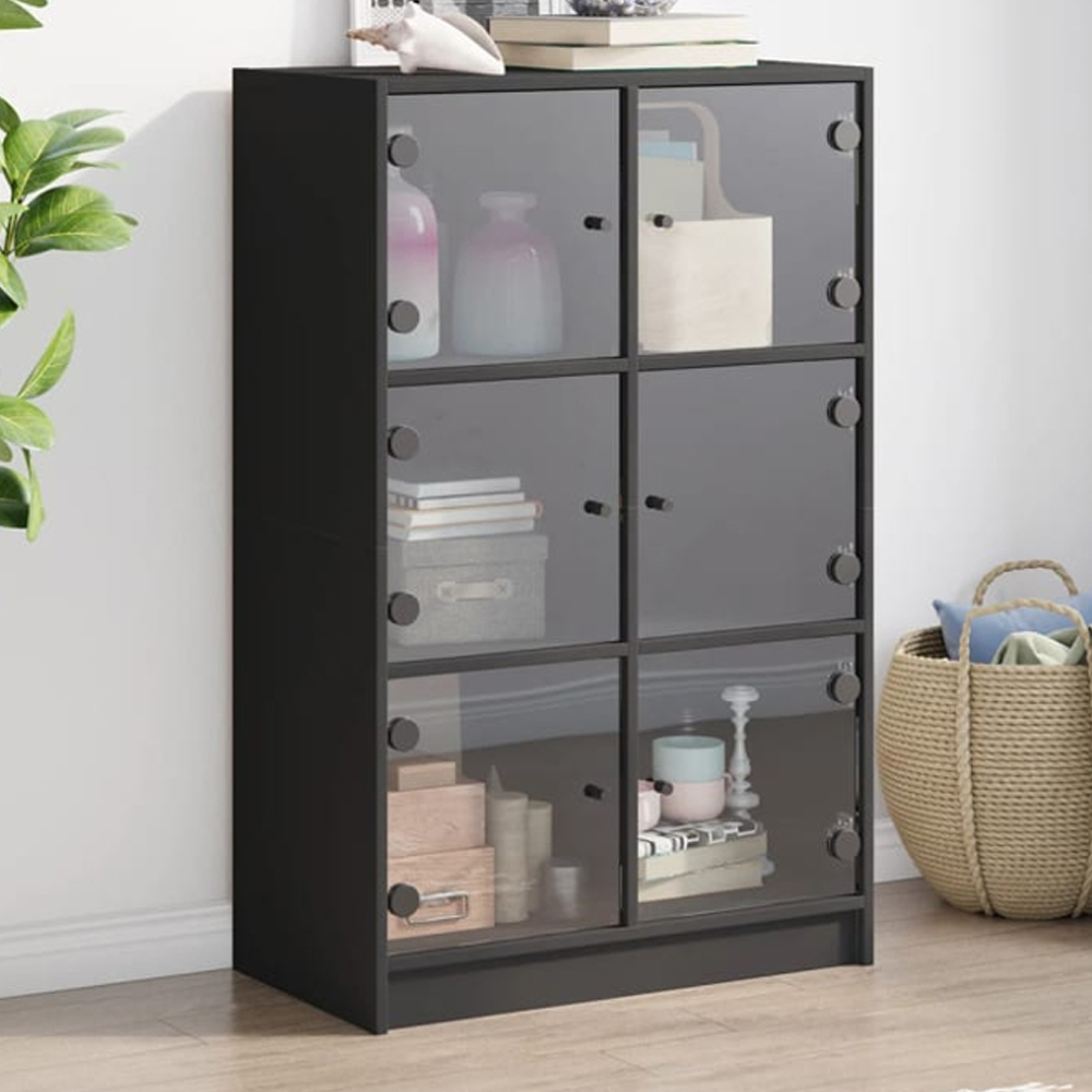 vidaXL 6 Door Black Narrow Highboard Image 1