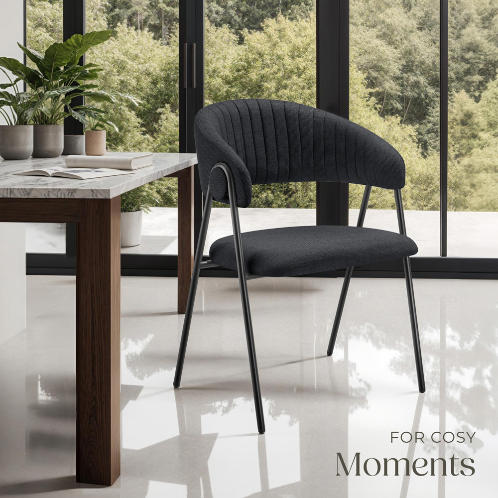 tectake Bedano Set of 6 Black Dining Chair Image 3