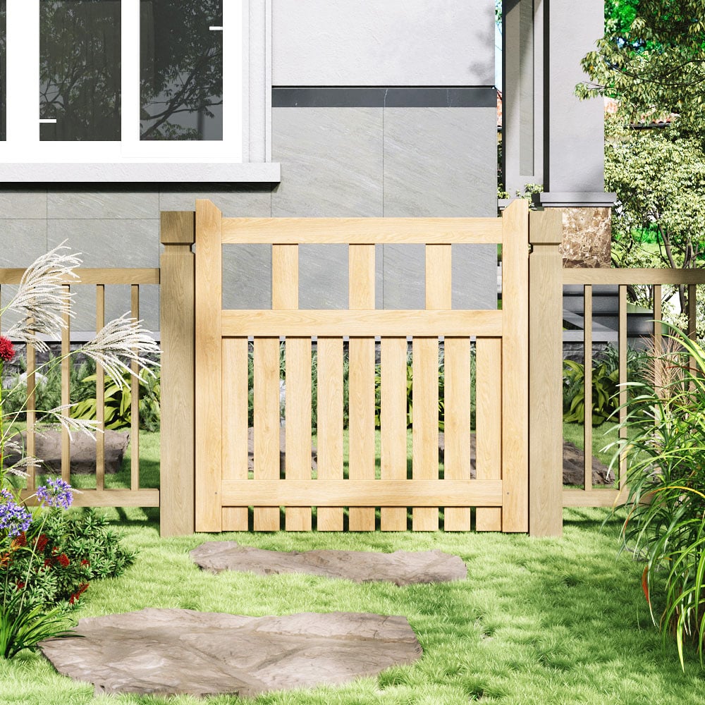 Outdoor Minimalist Nature Wooden Straight-Corner Garden Fence Door, 90 x 90 x 2.5cm Image 7