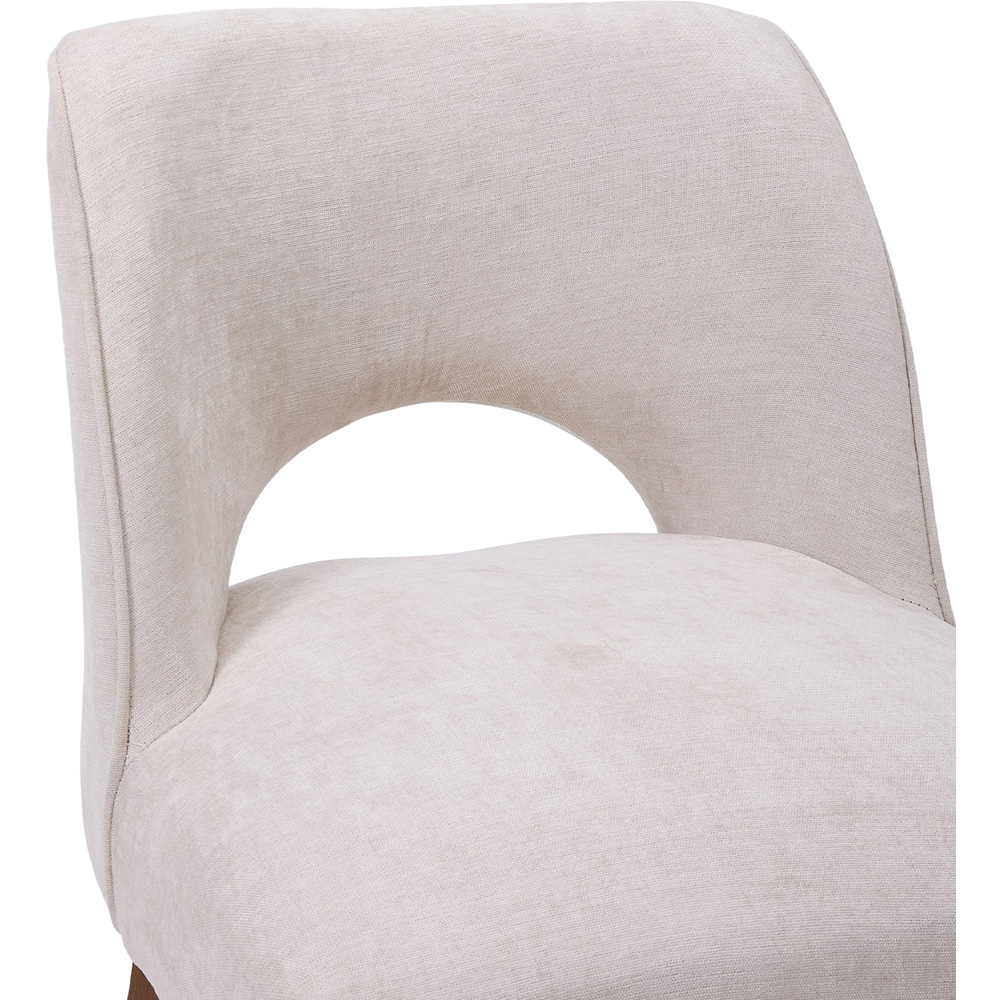 Living and Home Set of 2 Beige Chenille Curved Cutout Backrest Dining Chair Image 4