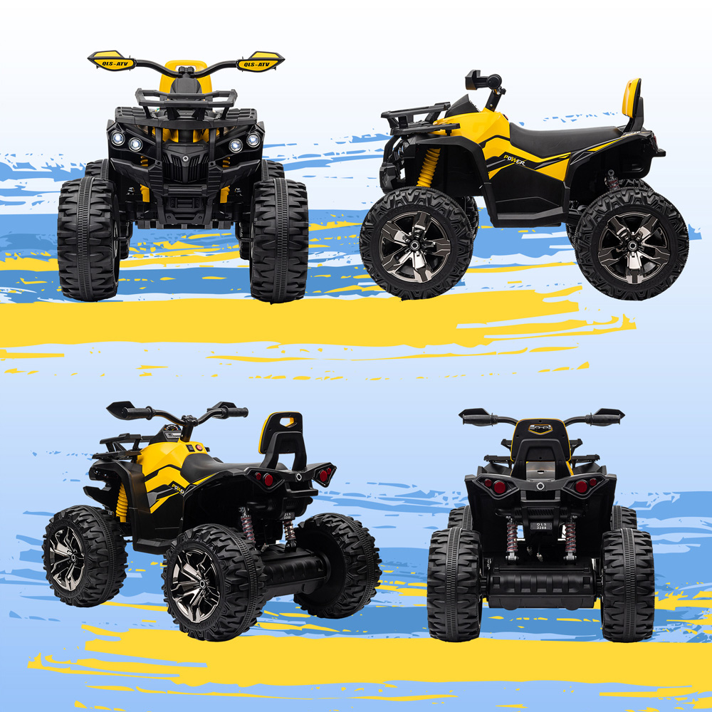 Tommy Toys Kids Yellow LED Quad Bike ATV with Music 12V Image 3